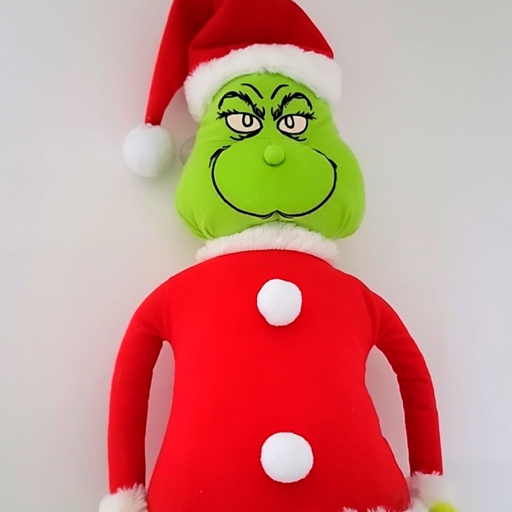 Christmas Grinch Plush with section cup attached to his head. 20" H